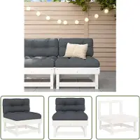 The Living Store Canapé central avec coussins Blanc Pin massif