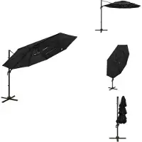 vidaXL Parasol avec mât en aluminium 4 couches noir 3x3 m - Parasols & Protection solaire