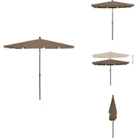 vidaXL Parasol avec mât 210x140 cm Taupe - Parasols & ombrelles
