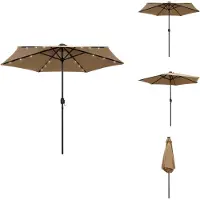 vidaXL Parasol avec éclairage LED et mât en aluminium, 270 cm, taupe - Parasols et protections solaires