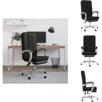vidaXL Chaise de bureau avec fonction chaise longue noir similicuir - Chaises de bureau