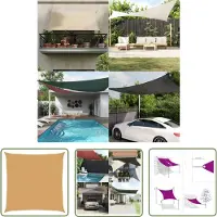 The Living Store Voile d'ombrage 160 g/m² Carré Couleur sable 3x3 m HDPE