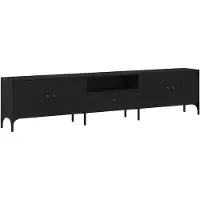 vidaXL Armoire TV noir imitation chêne 200 x 25 x 44 cm Bois composite