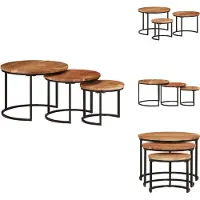 vidaXL Tables de salon 3 pcs. Acacia massif - Tables basses