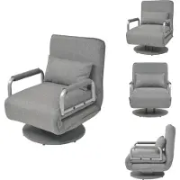 vidaXL Fauteuil pivotant et canapé-lit Tissu gris clair - Fauteuil