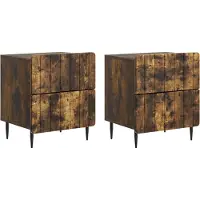 vidaXL Cabinet de chevet 2 pcs Chêne fumé 43 x 34,5 x 49,5 cm