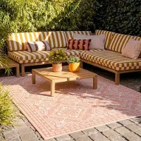 FRAAI Tapis d'extérieur | Summer Oriental Rose | 80x150cm | Rose | Rectangulaire | Tapis d'extérieur