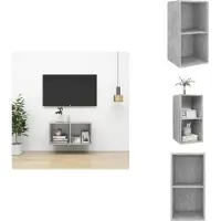 vidaXL Meuble TV mural gris béton 37x37x72 cm Bois composite - Meuble TV