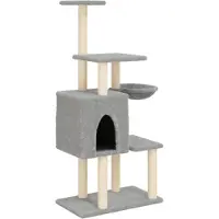 Syfax Arbre à chat avec griffoirs en sisal Gris clair 131 cm