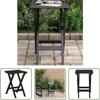 The Living Store Table d'appoint pliable , noir, bois massif de peuplier