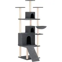 Syfax Arbre à chat avec griffoirs en sisal Gris foncé 175 cm