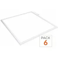 Silamp Panneau LED encadré, format 60x60, design mince, 36W, blanc - Pack de 6 - Lumière chaude, 2300K - 3500K