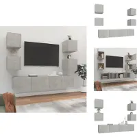 vidaXL Ensemble de 6 meubles TV gris béton Matériau dérivé du bois - Meubles TV