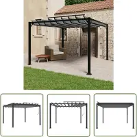 The Living Store Pavillon avec toit à lamelles 3x3 m Anthracite Tissu et aluminium