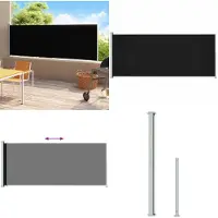 vidaXL Marquise latérale extensible 220x500 cm Noir - Marquise latérale - Marquises latérales - Terrasse protection solaire