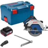 Bosch Scie circulaire sans fil GKS 18V-68-2 18 V 190 mm sans balais + 1 batterie 5,0 Ah + L-Boxx - sans chargeur