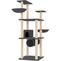 Syfax Arbre à chat avec griffoirs en sisal gris foncé 141 cm