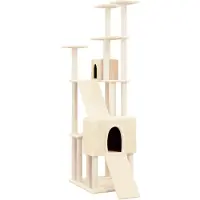 Syfax Arbre à chat avec griffoirs en sisal Crème 190 cm