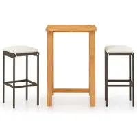 vidaXL Ensemble bar de jardin 3 pièces avec coussins Marron