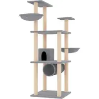 Syfax Arbre à chat avec griffoirs en sisal gris clair 141 cm
