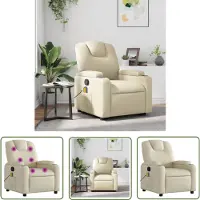 The Living Store Fauteuil de massage Crème Similicuir