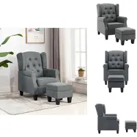 vidaXL Fauteuil avec repose-pieds Tissu gris clair - Fauteuil