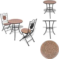 vidaXL Ensemble Bistro 3 pièces céramique terre cuite - Ensembles de meubles de jardin