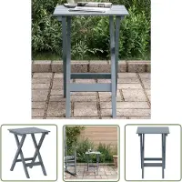 The Living Store Table d'appoint pliable , gris, en bois massif de peuplier