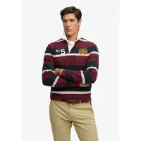 Superdry Double Emblem Stripe Rugby Long Sleeve Polo Rouge M Homme
