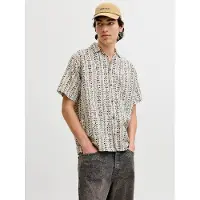 Jack & Jones Bluelyon Print Dobby Short Sleeve Shirt Beige XS Homme