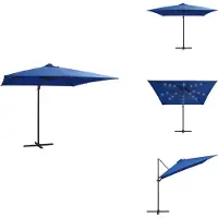 vidaXL Parapluie avec lampes LED et mât en acier 250x250cm Bleu Azur - Parasols & Protection solaire