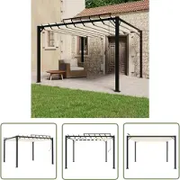 The Living Store Pavillon avec toit à lamelles 3x3 m Crème Tissu et aluminium