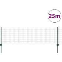 vidaXL Clôture européenne avec poteaux, 25 x 0,6 m, acier revêtu de PVC, couleur verte