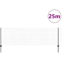 vidaXL Clôture européenne avec poteaux, 25 x 0,8 m, acier revêtu de PVC, gris