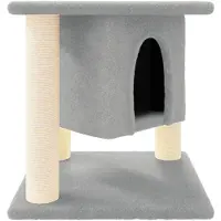Syfax Arbre à chat avec griffoirs en sisal Gris clair 37 cm