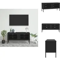 vidaXL Meuble TV Noir 105x35x50 cm Acier - Meuble TV