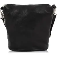 Belveder Sac bandoulière pour femmes , sac à main en forme ovale en cuir véritable, de couleur noire, de la marque Otess