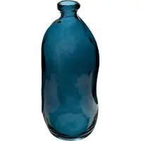 Atmosphera Vase bouteille en Verre recycl? Bleu orage H 35 cm