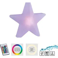 JUST LIGHT Lampe d'extérieur AKKU STAR, lampe de jardin, lampe d'extérieur à piquet, blanc opale, jardin, extérieur, terrasse