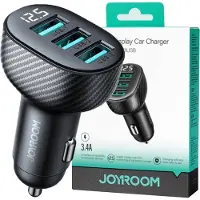 JOYROOM Chargeur de voiture Jr-Ccd04 30W 2X Usb-C Usb-A avec écran - Noir