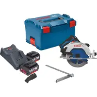 Bosch Scie circulaire sans fil GKS 18V-68-2 18 V 190 mm sans balais + 2 batteries 4,0 Ah + chargeur + L-Boxx