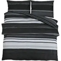 vidaXL Ensemble de literie noir et blanc 225x220 cm coton