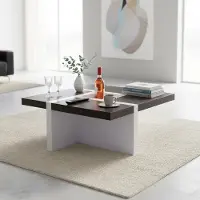 Feel2Home Table d'appoint design blanc/marron Table de salon Table de salon en bois