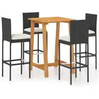 vidaXL Ensemble bar de jardin 5 pièces avec coussins Noir