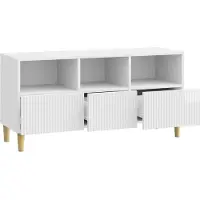 vidaXL Meuble TV 102 x 34,5 x 50 cm, blanc brillant, aggloméré