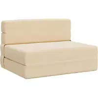 vidaXL Canapé-lit pliant , couleur crème, 190 x 100 x 15 cm, en velours côtelé