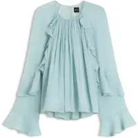 BOSS pour femme. 50573224 Blouse Bradia verte (36), Casuel, Viscose, Manche longue