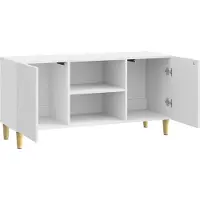 vidaXL Meuble TV , blanc brillant, 102 x 34,5 x 50 cm, aggloméré
