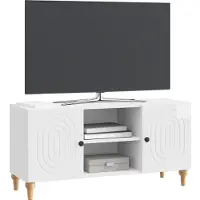 vidaXL Meuble TV , blanc brillant, 102 x 34,5 x 50 cm, aggloméré