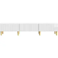 vidaXL Meuble TV , blanc brillant, 147 x 34,5 x 30 cm, aggloméré